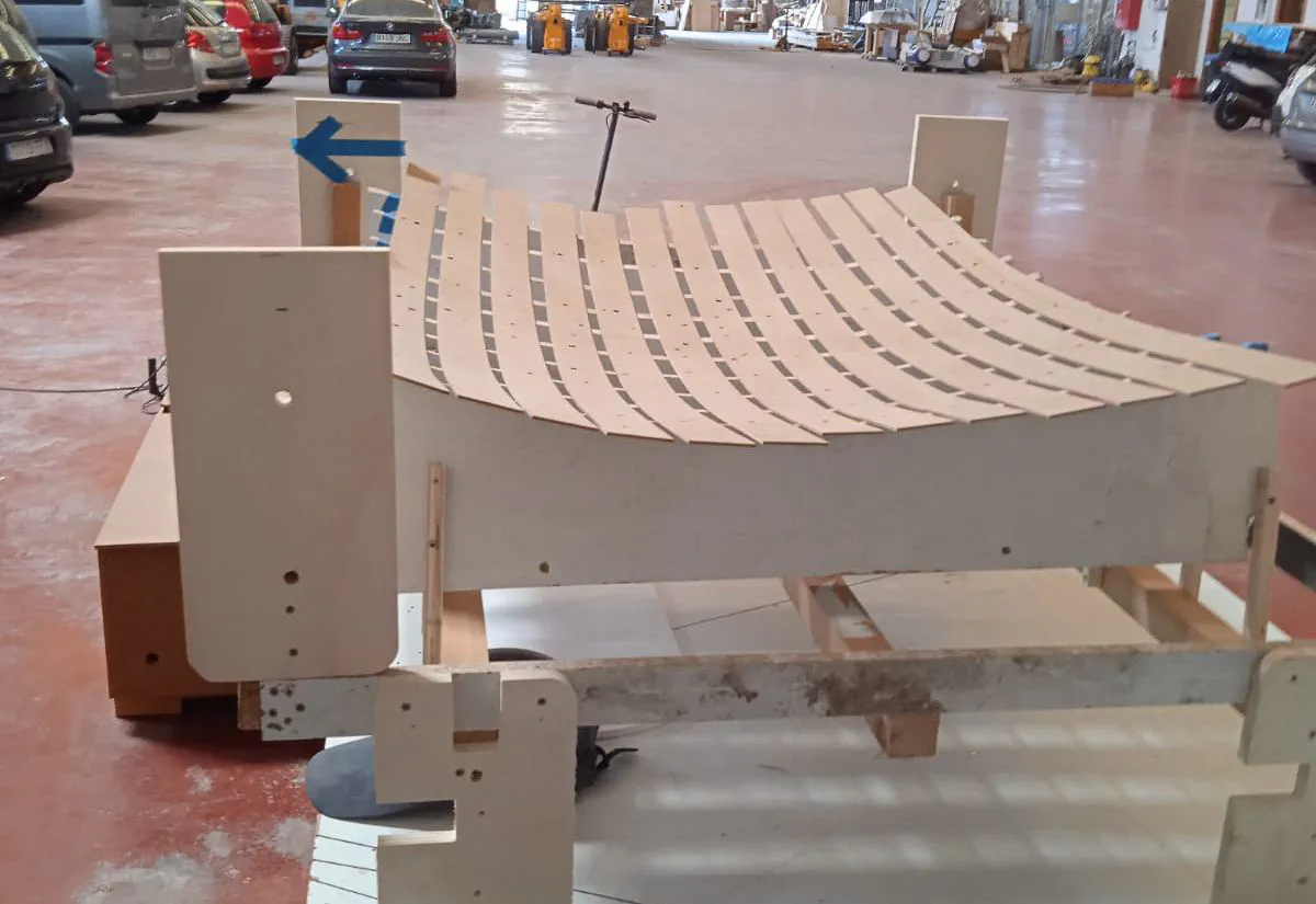 One of the mold to curve the methacrylate in the oven.