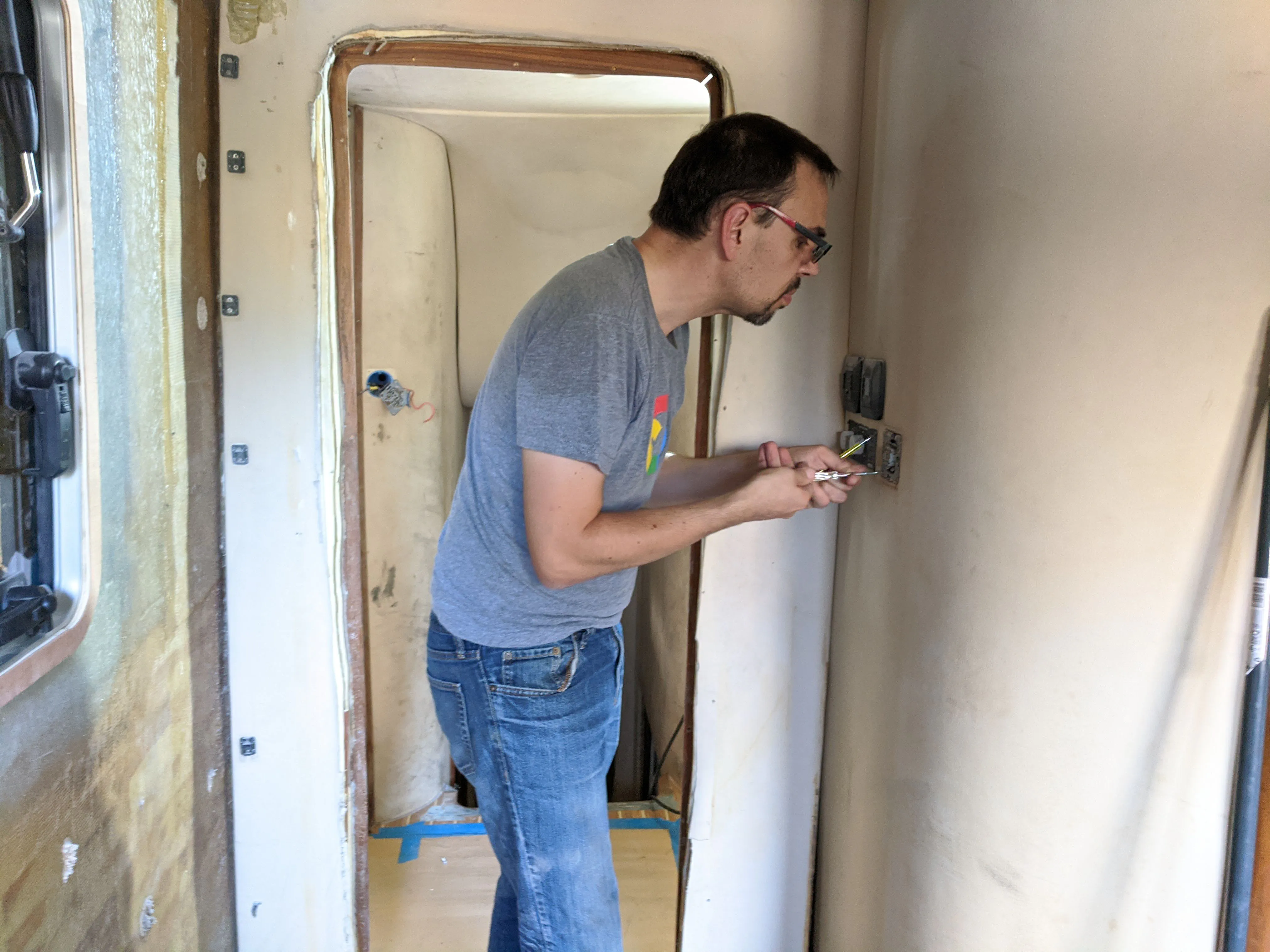 Light switch installed for the new lighting circuits.