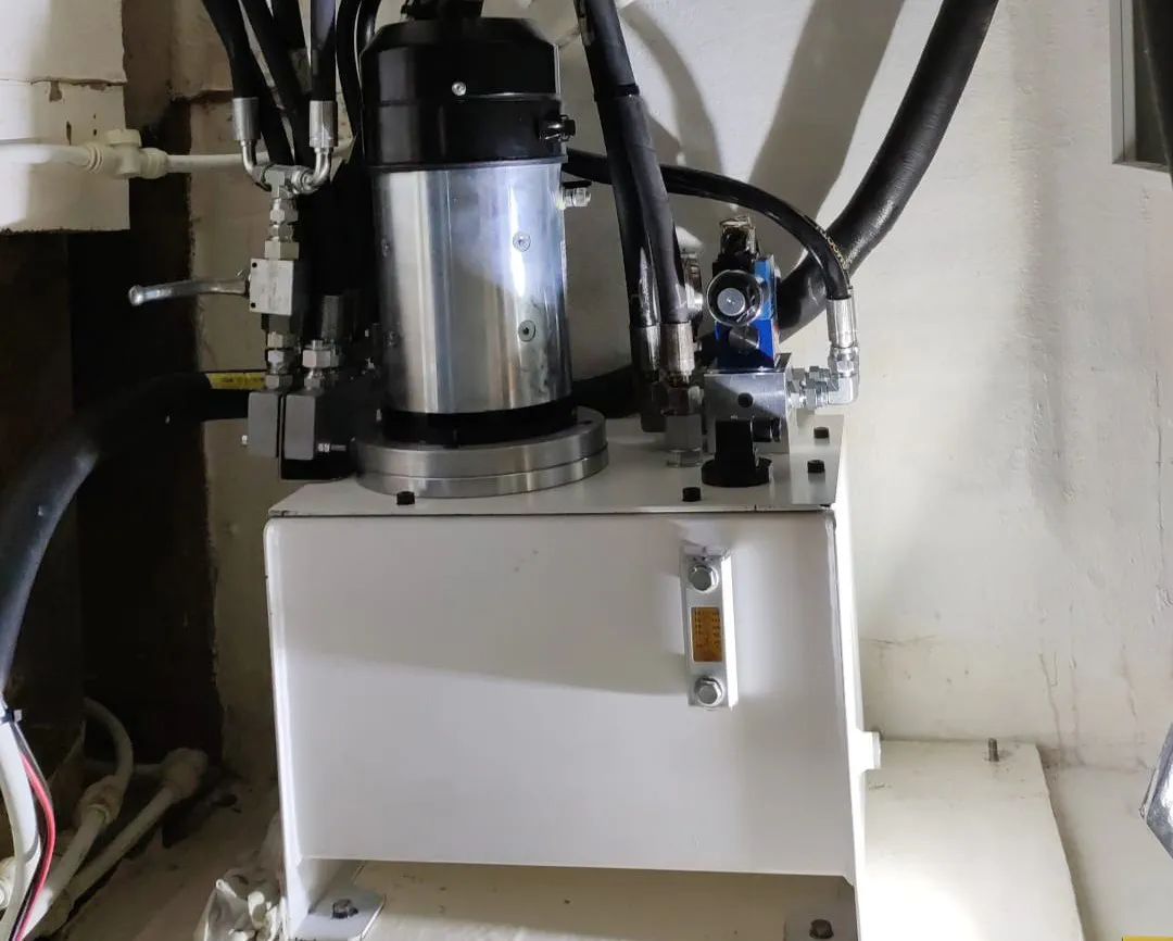 The complete hydraulic power unit for the steering system installed in a dedicated compartment.