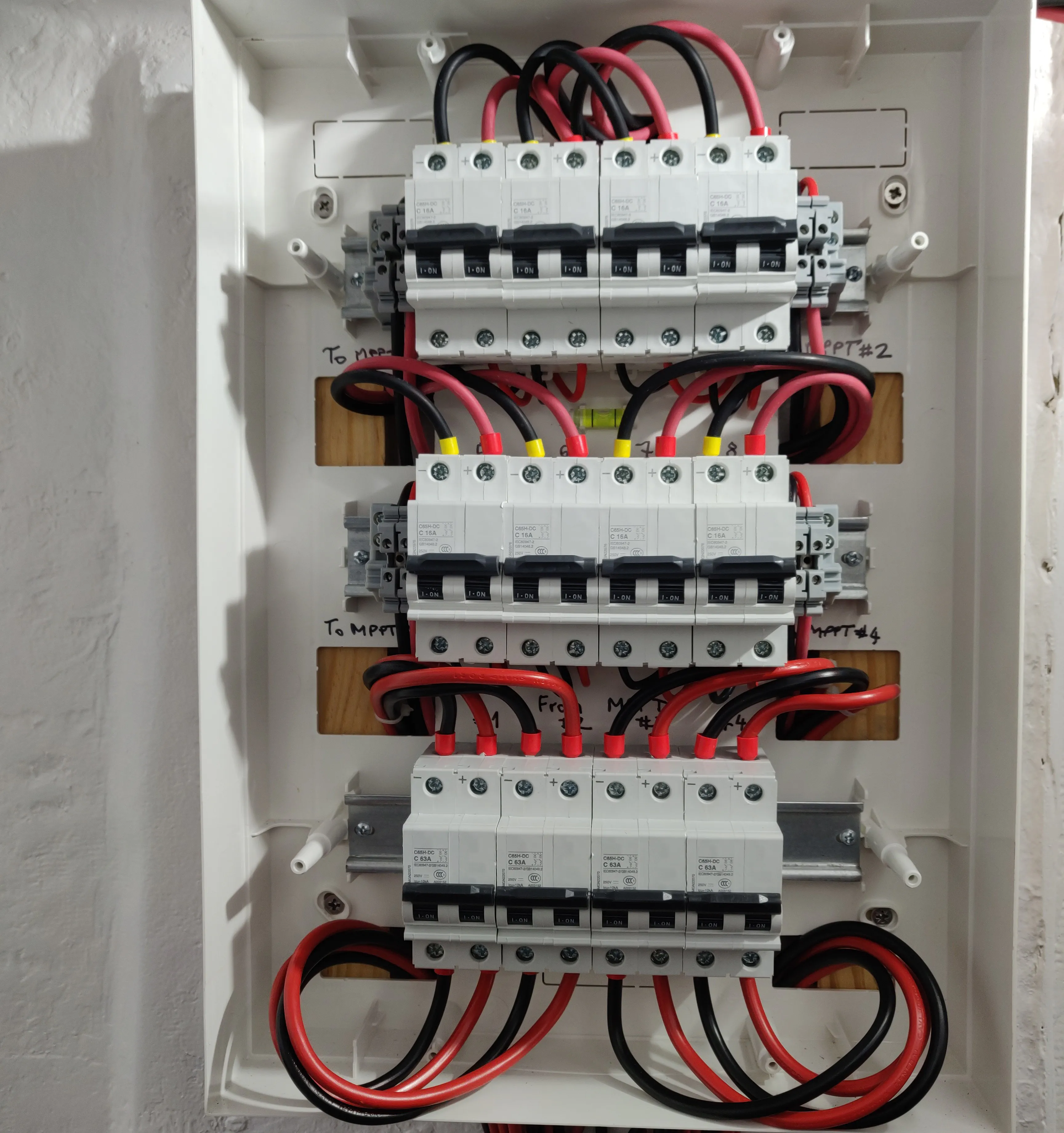 Newly installed breakers for the solar array.