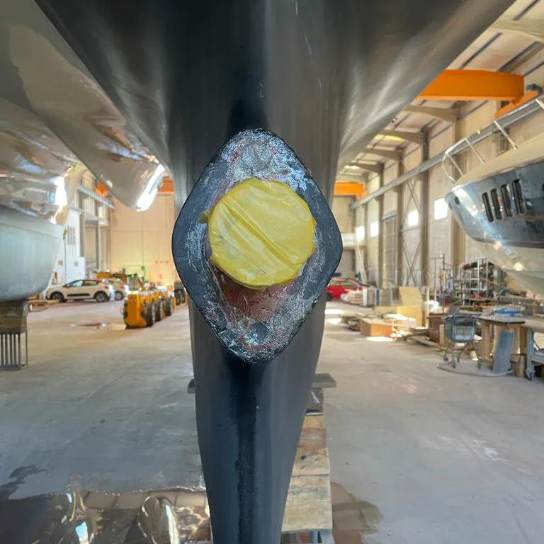 Re-installed and sealed shaft stern tube.