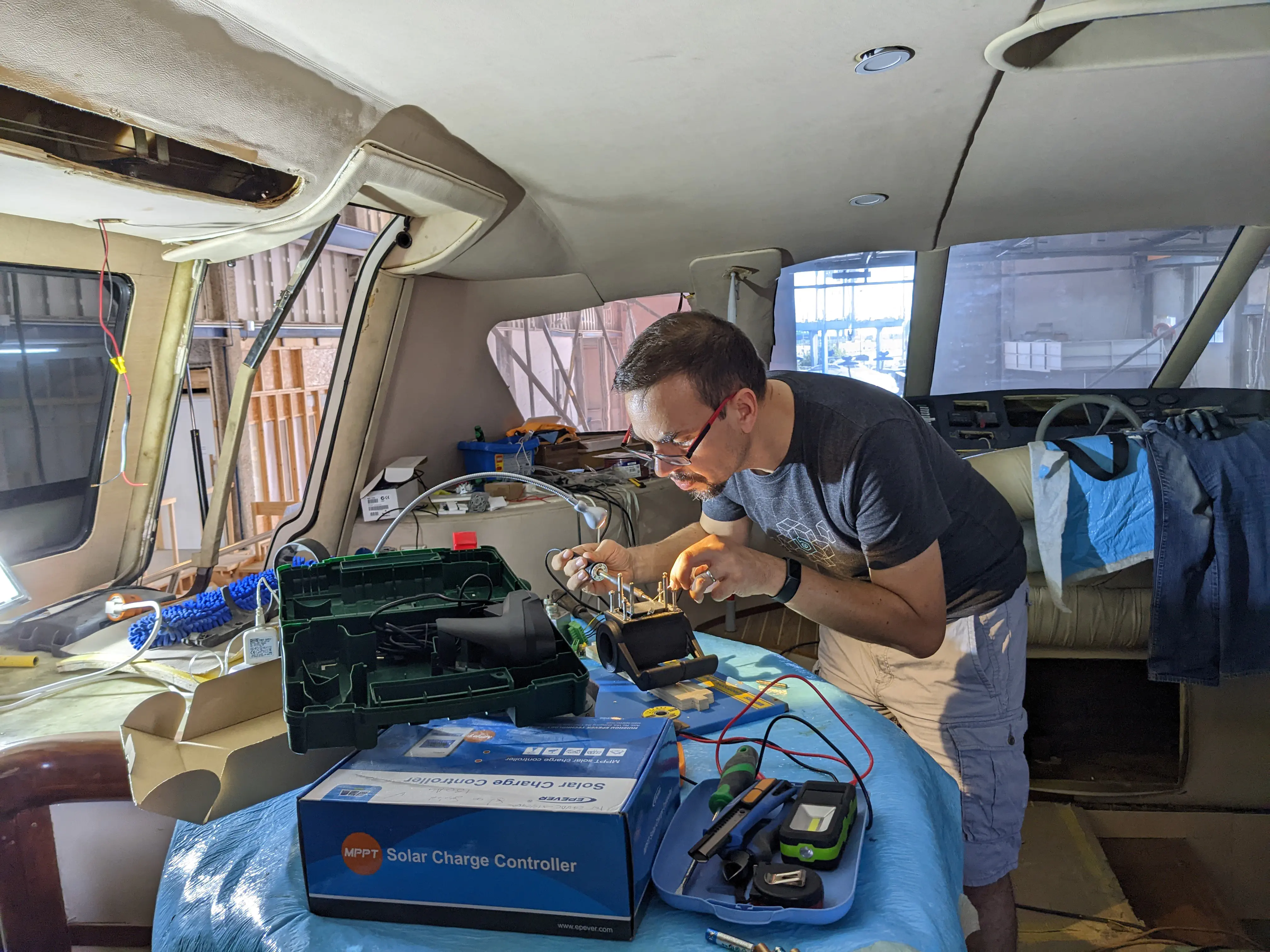 Throttle Restoration Original throttles being modified for the new electric propulsion system.