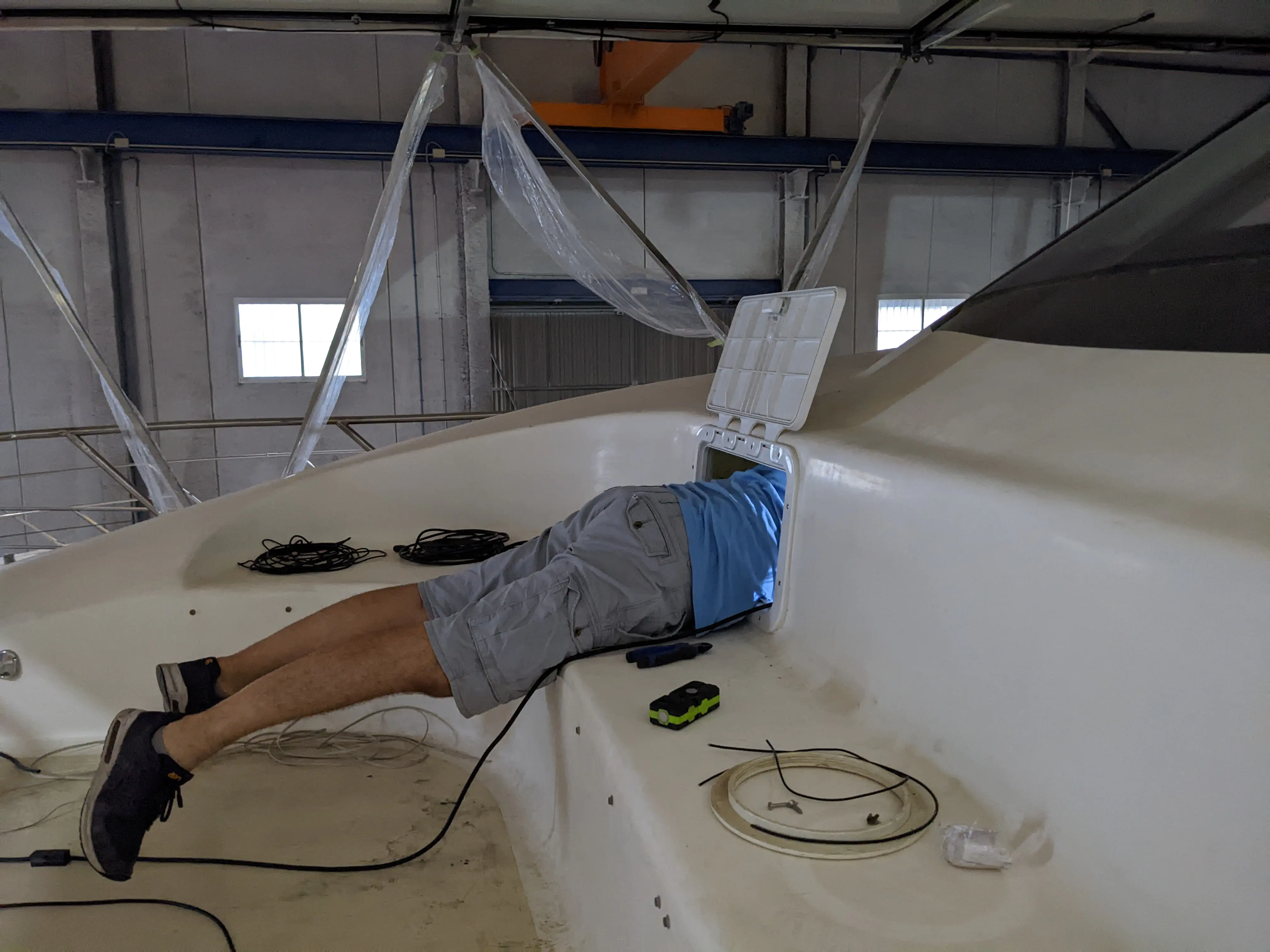 Vessel Cleanup Cleaning out confined spaces during the refit.