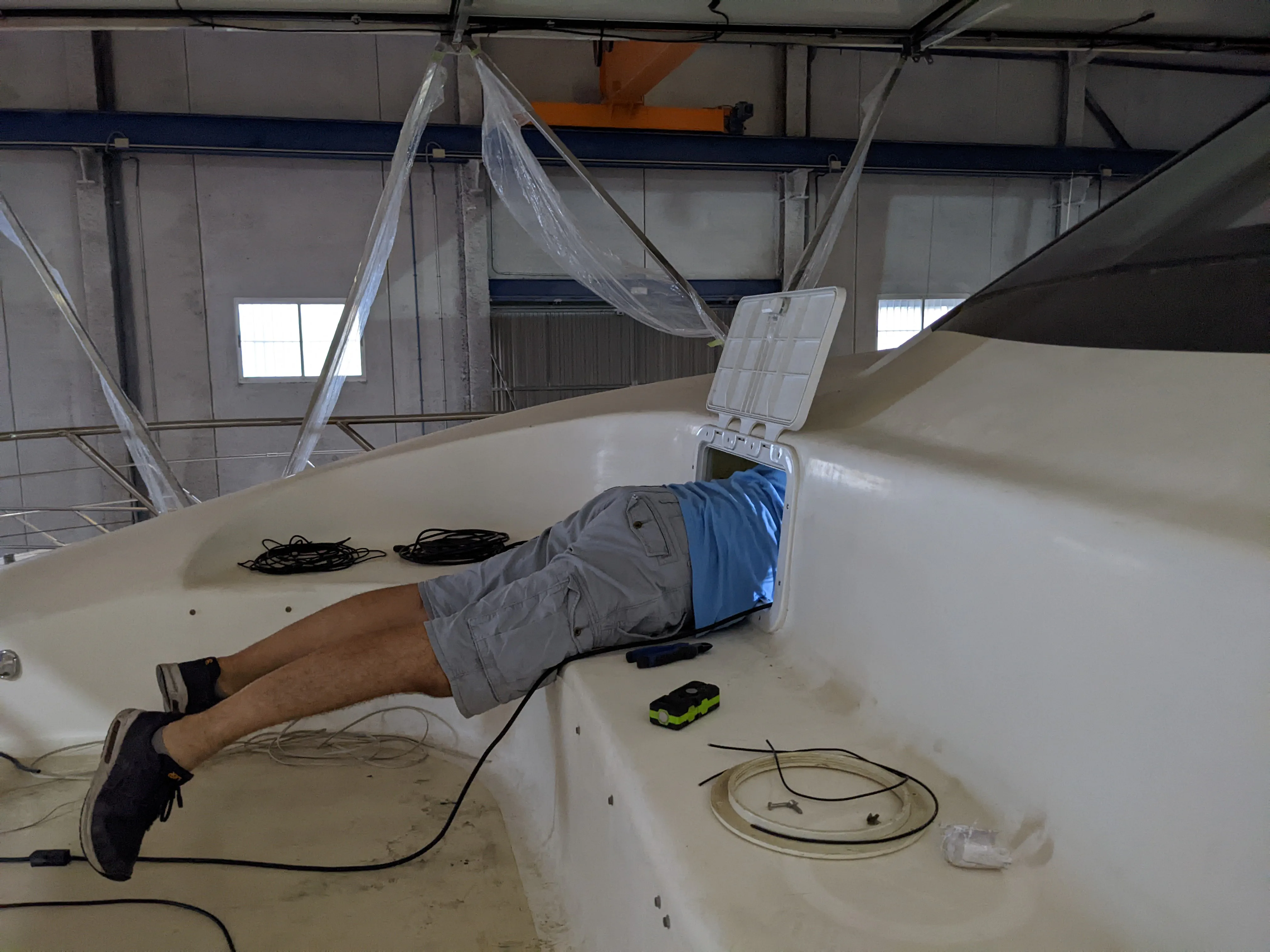 Vessel Cleanup Cleaning out confined spaces during the refit.