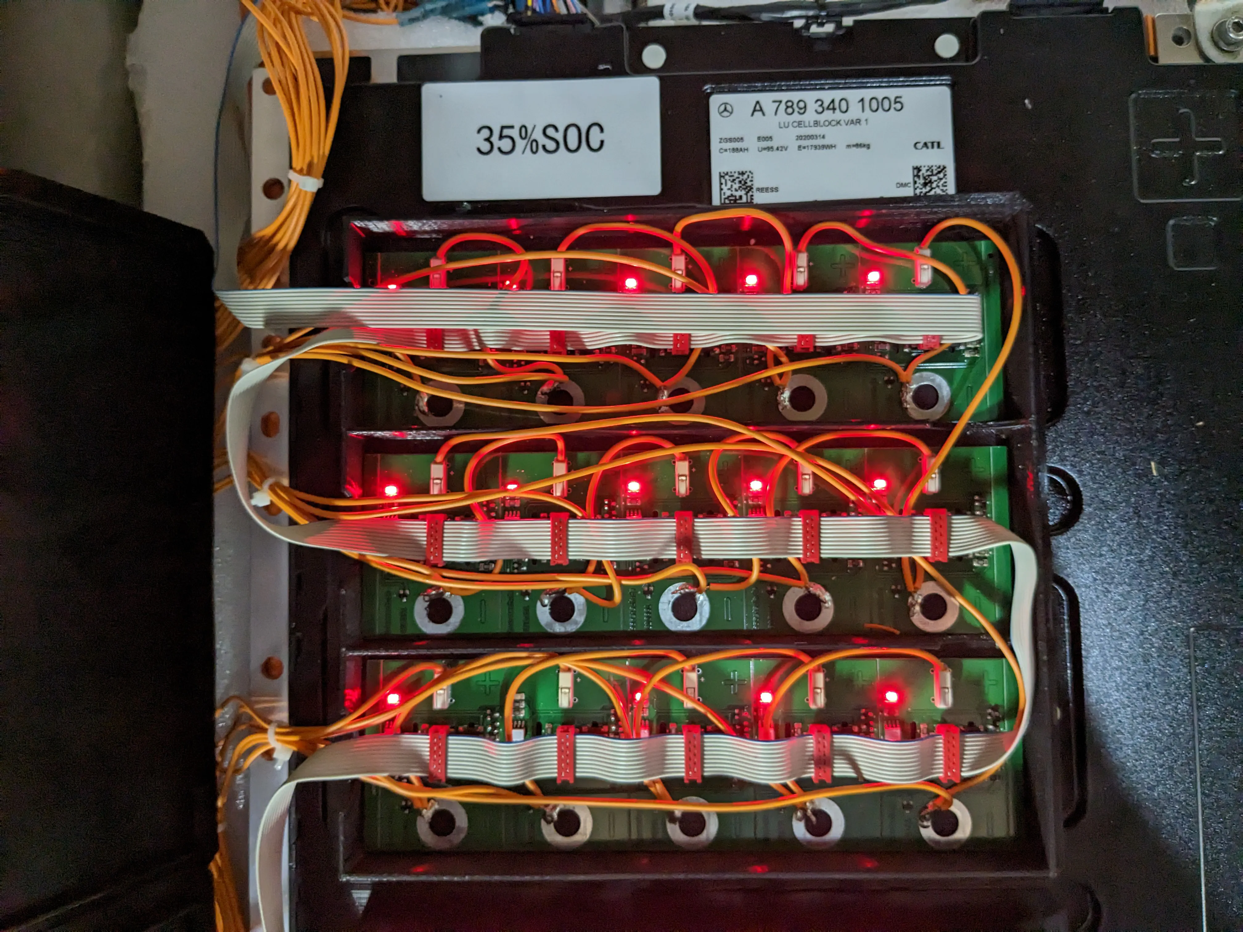 PCB meant for battery cell terminals in the plastic box PCB meant for battery cell terminals in the plastic box