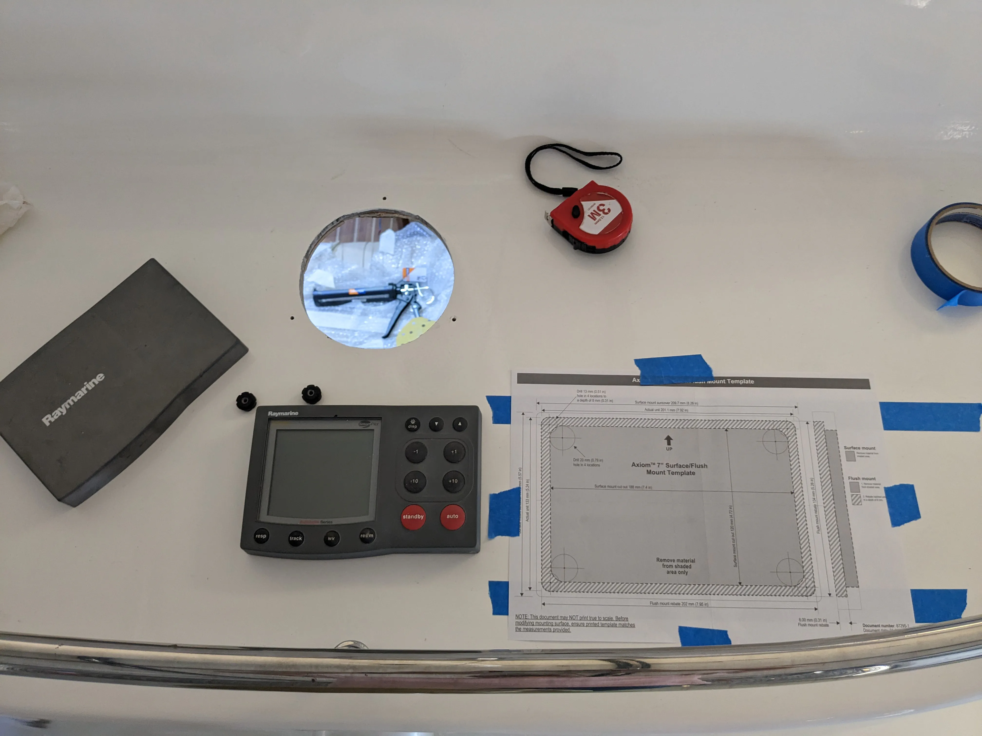 Cutting template on console