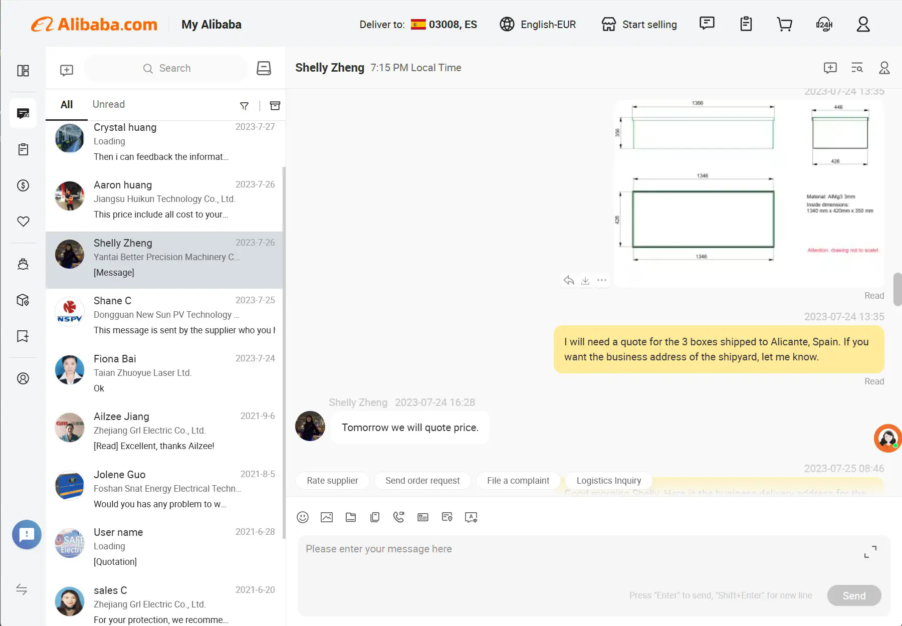 Alibaba marketplace quotation requests