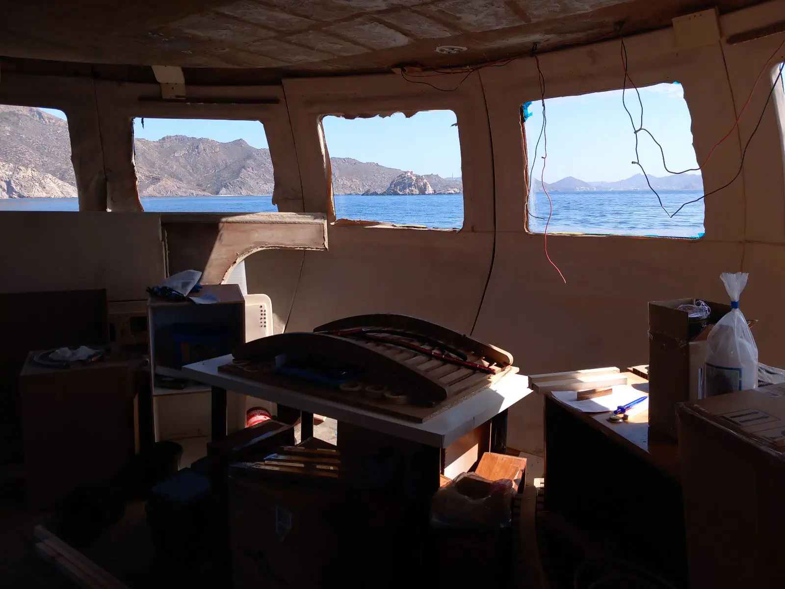 Vue sur la mer depuis la cabine arrière