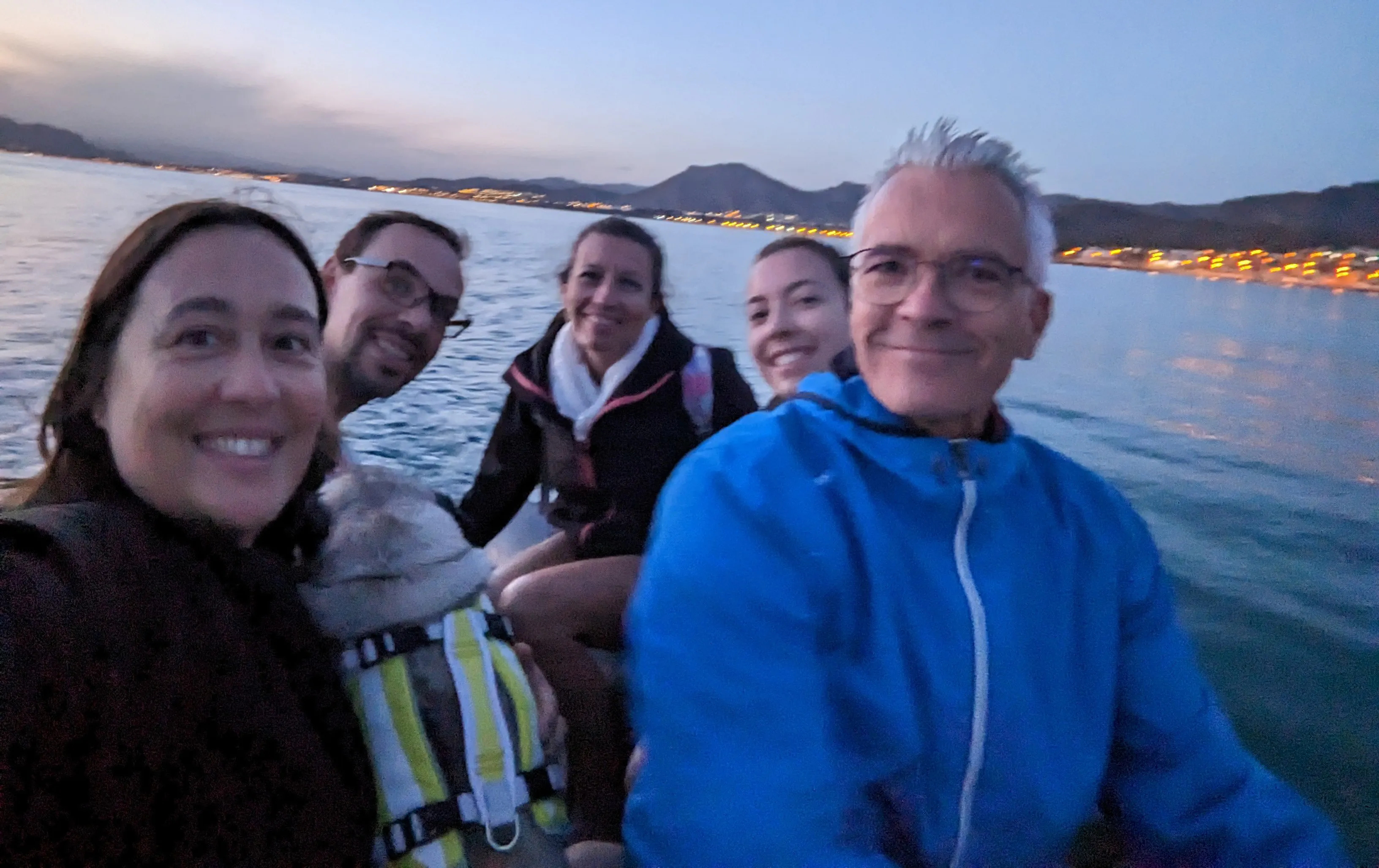 Dinghy ride to shore with friends