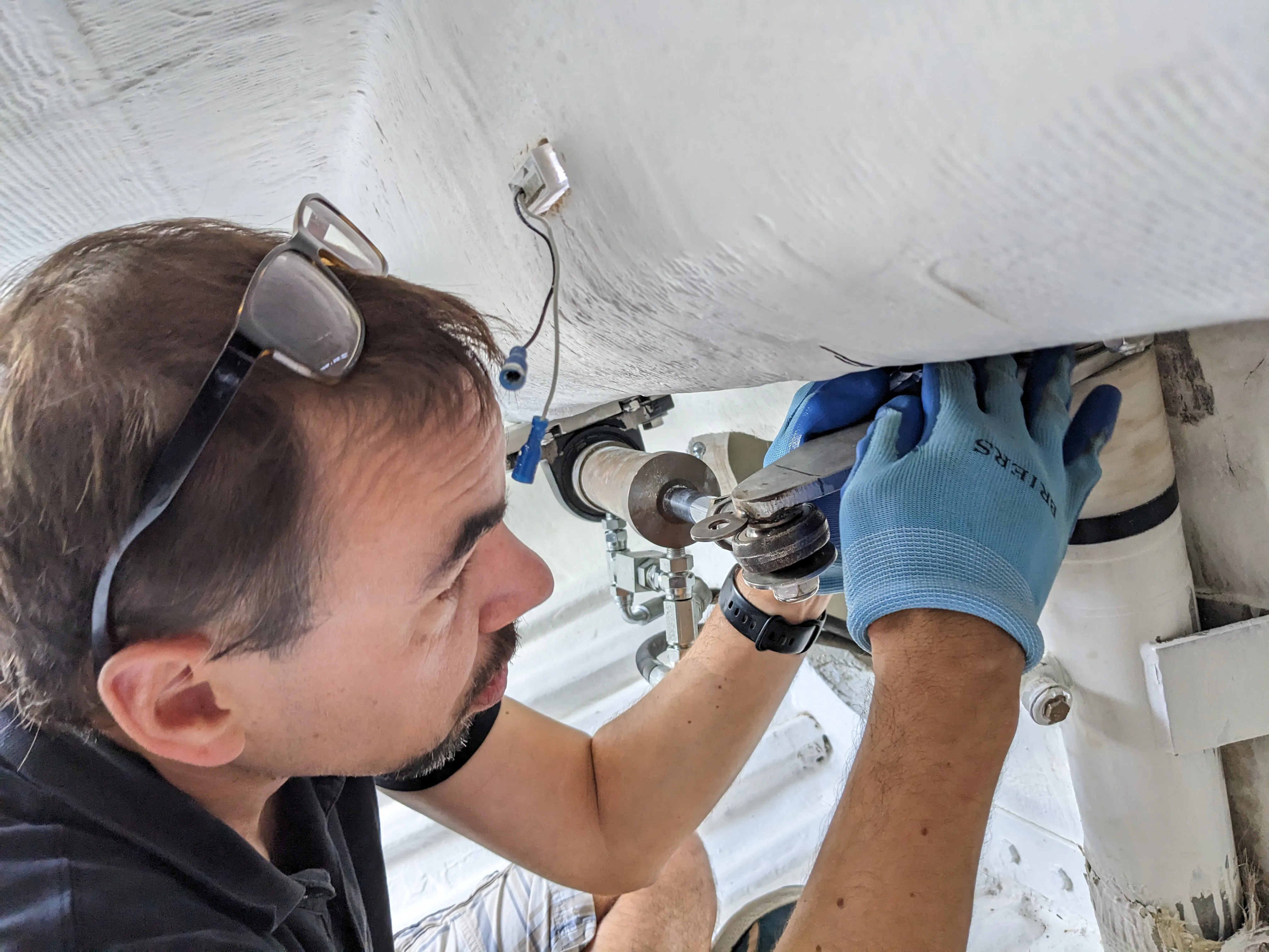 Working on the rudders