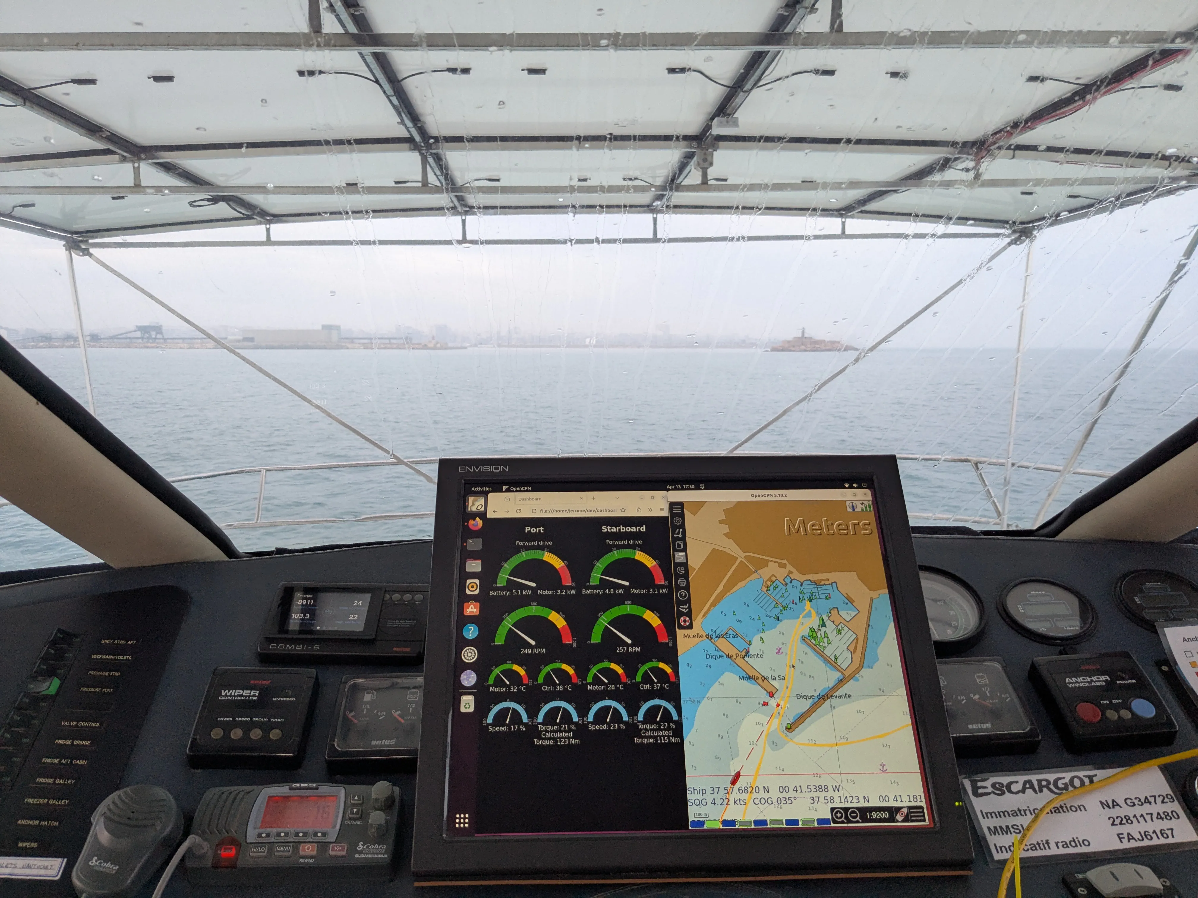 Arrival in Torrevieja Escargot arriving at Marina Salinas Torrevieja in rainy weather