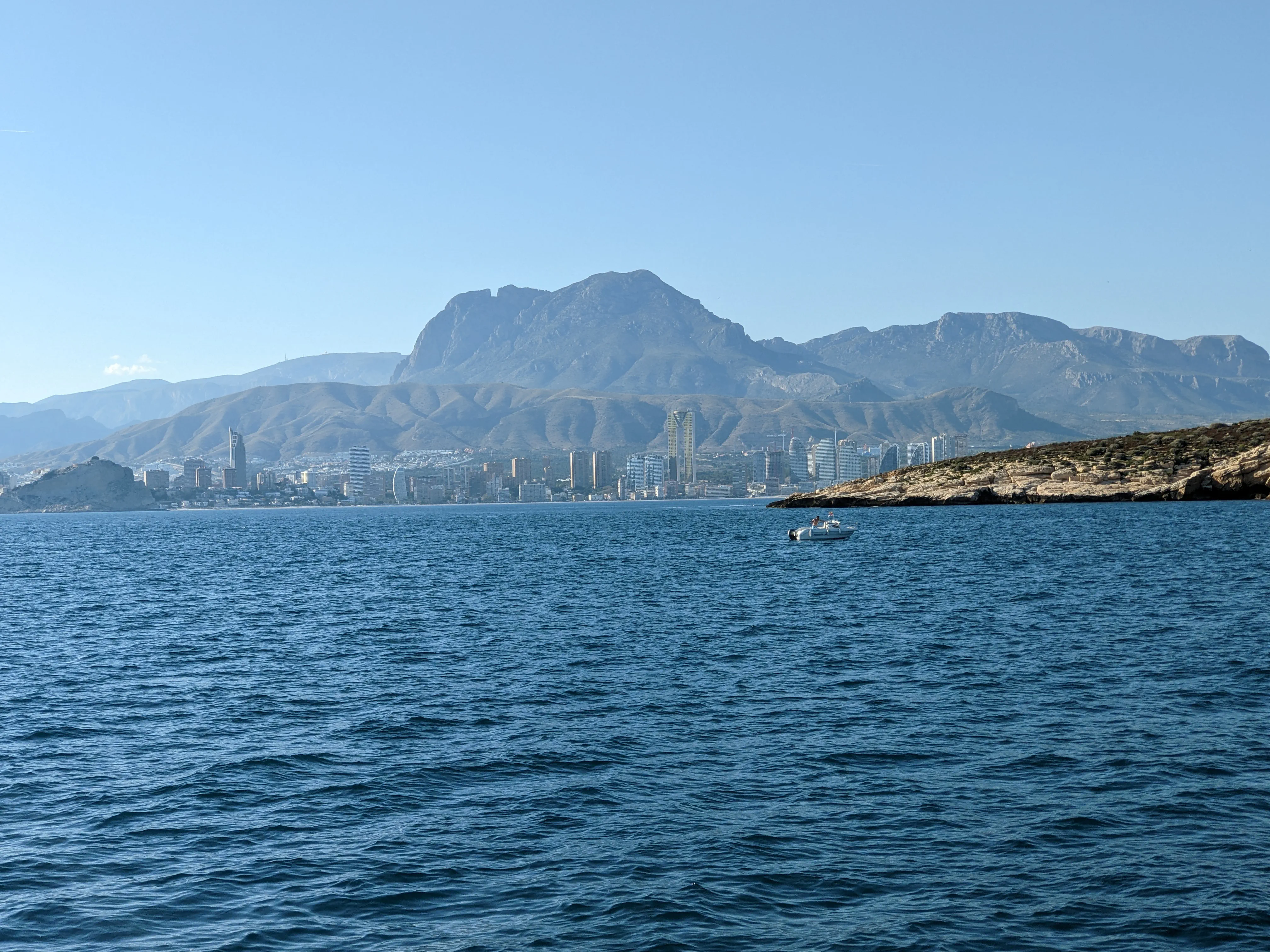 Passing Benidorm The skyscraper skyline of Benidorm viewed from the sea