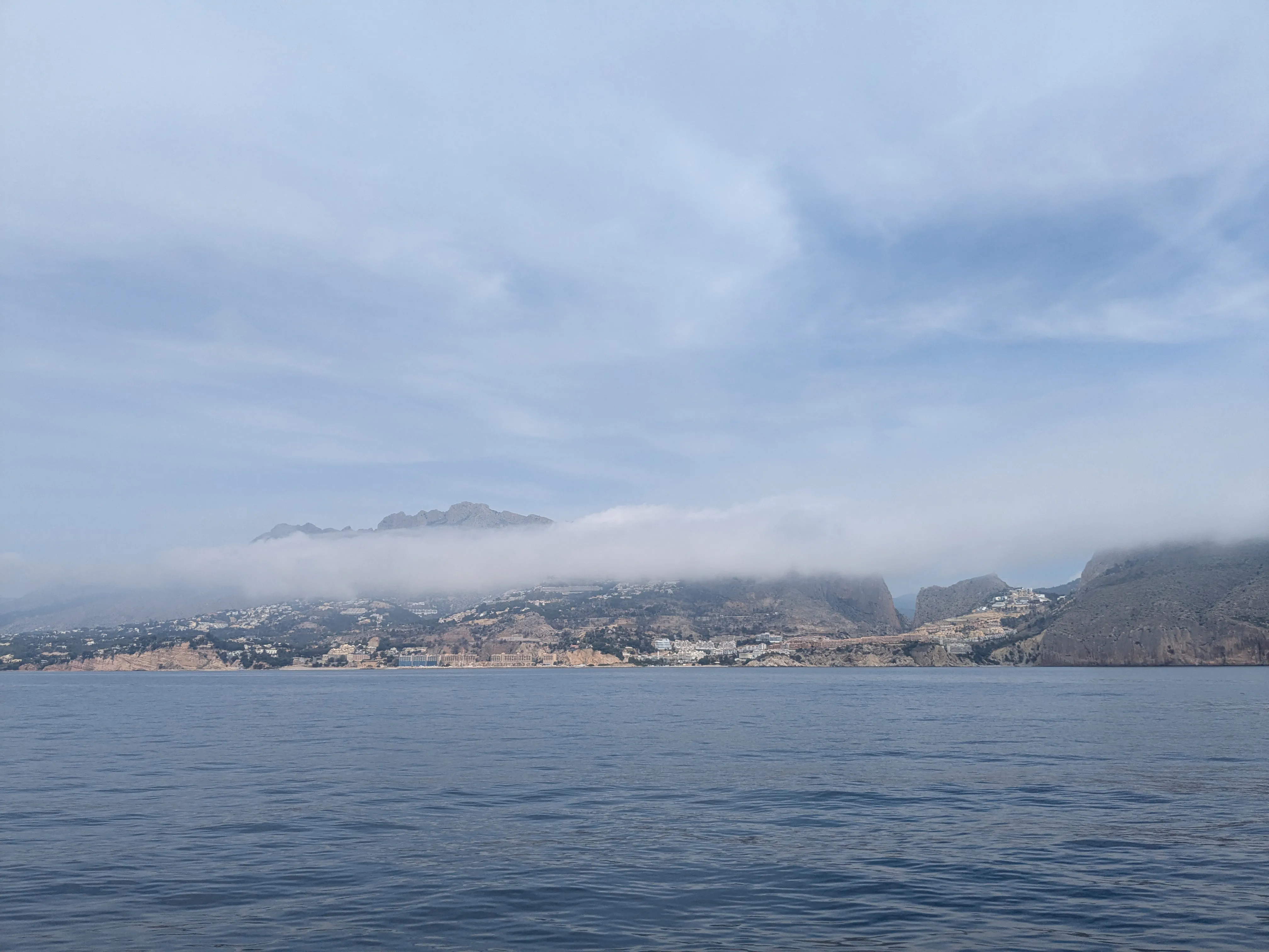 Sailing Past Altea Escargot passing the coastal town of Altea