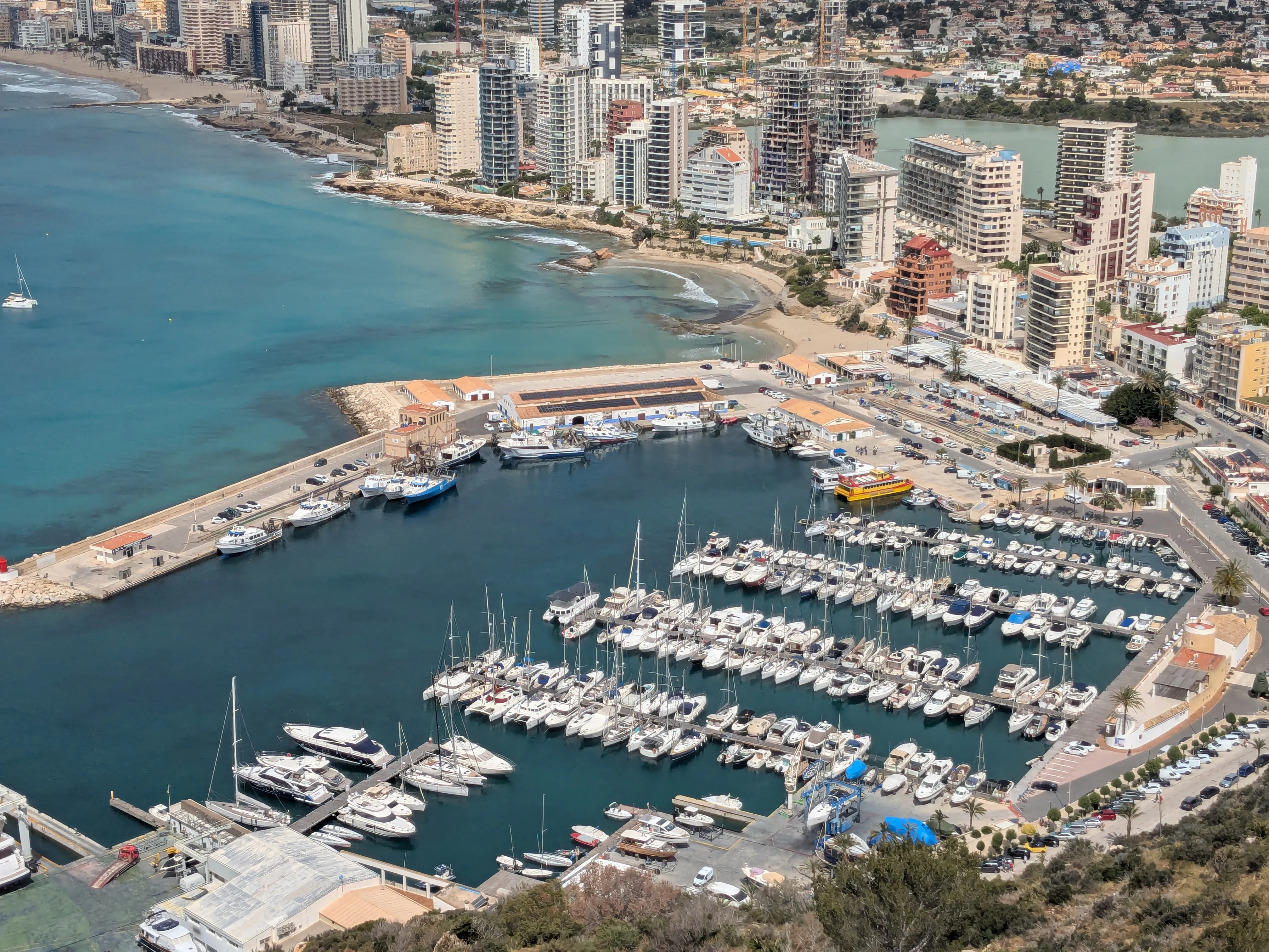 View from the Peñón de Ifach Panoramic view of Calpe and the harbor from the Ifach trail