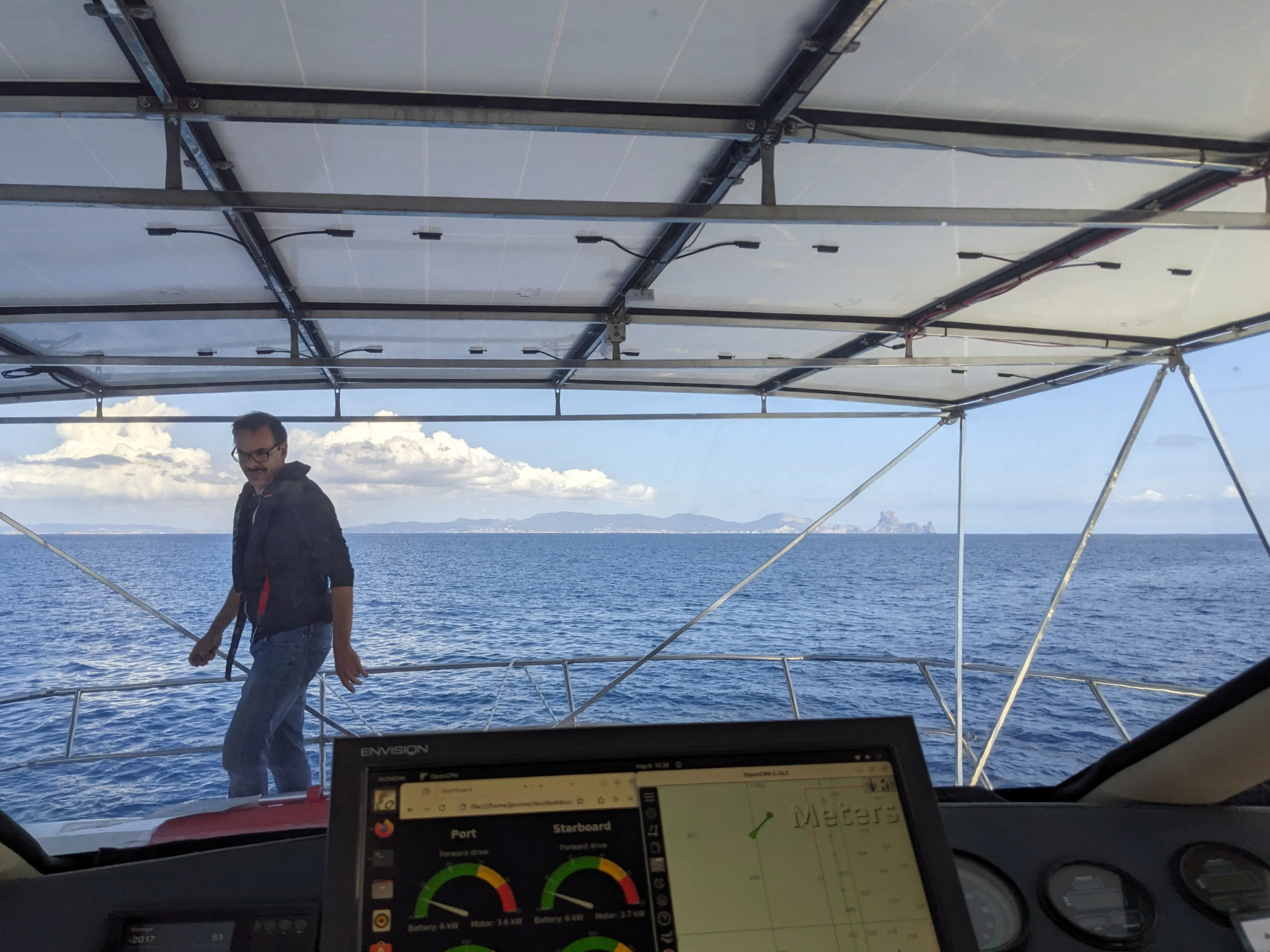 Ibiza in Sight The silhouette of Ibiza appearing on the horizon