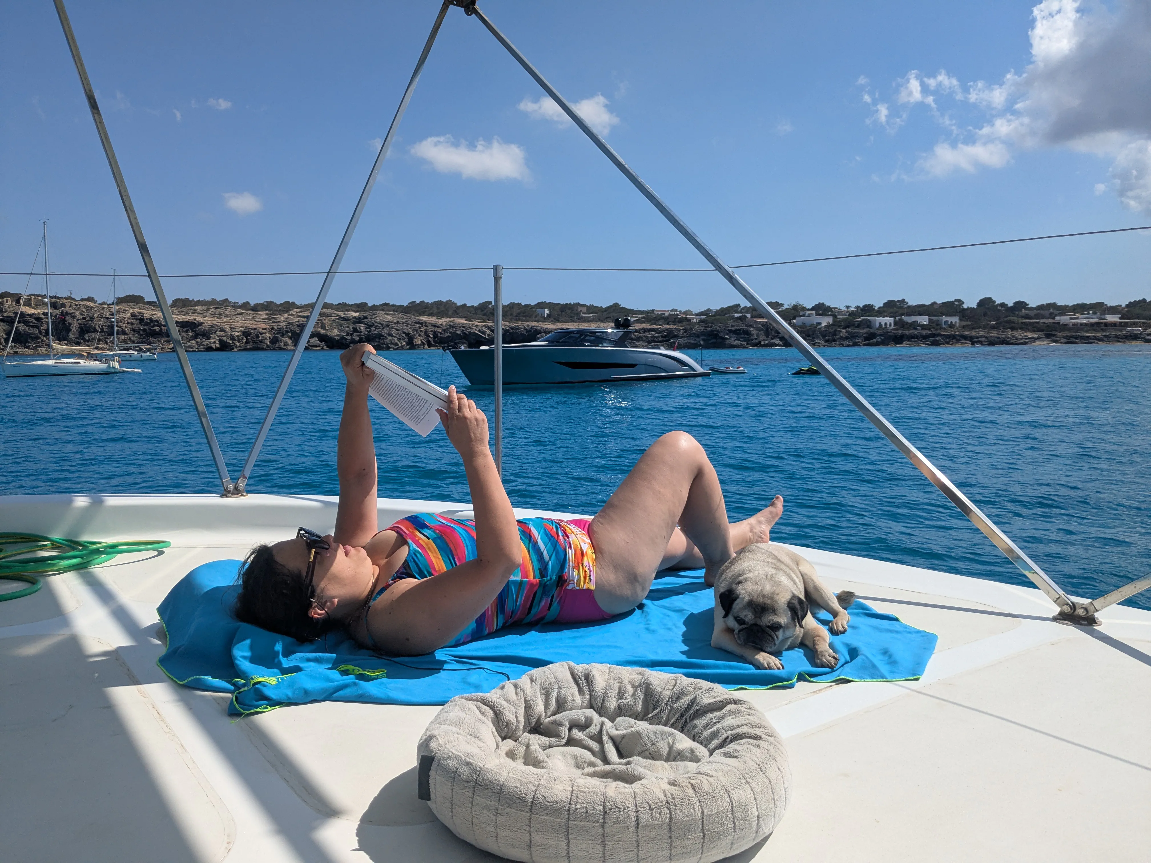 Relaxing on Deck Enjoying the sun on the aft deck of Escargot