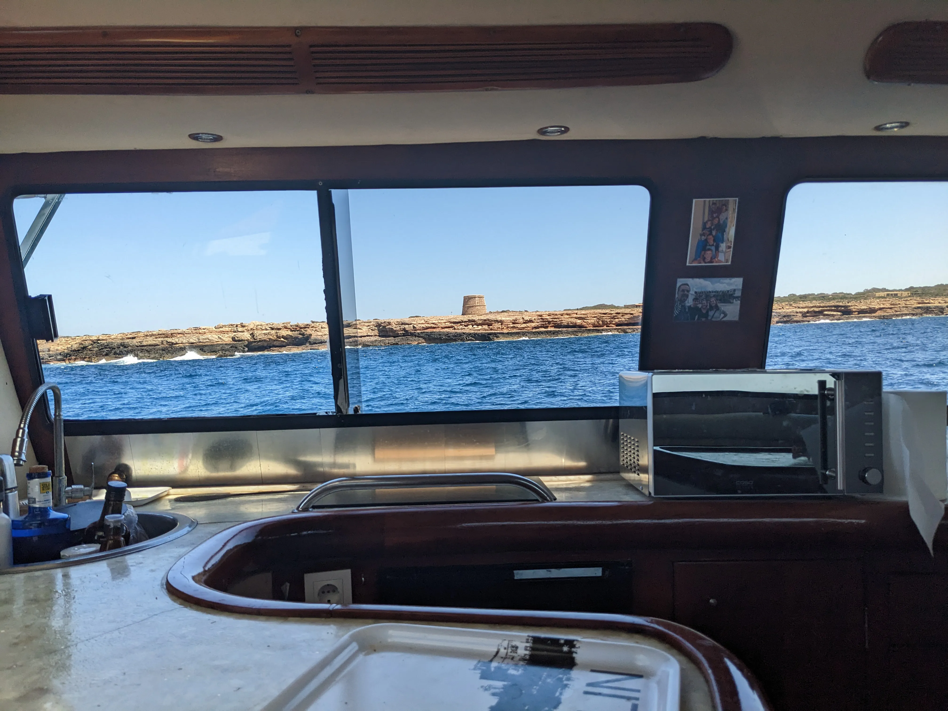 Coastal Views The view of Formentera's coastline from inside the salon