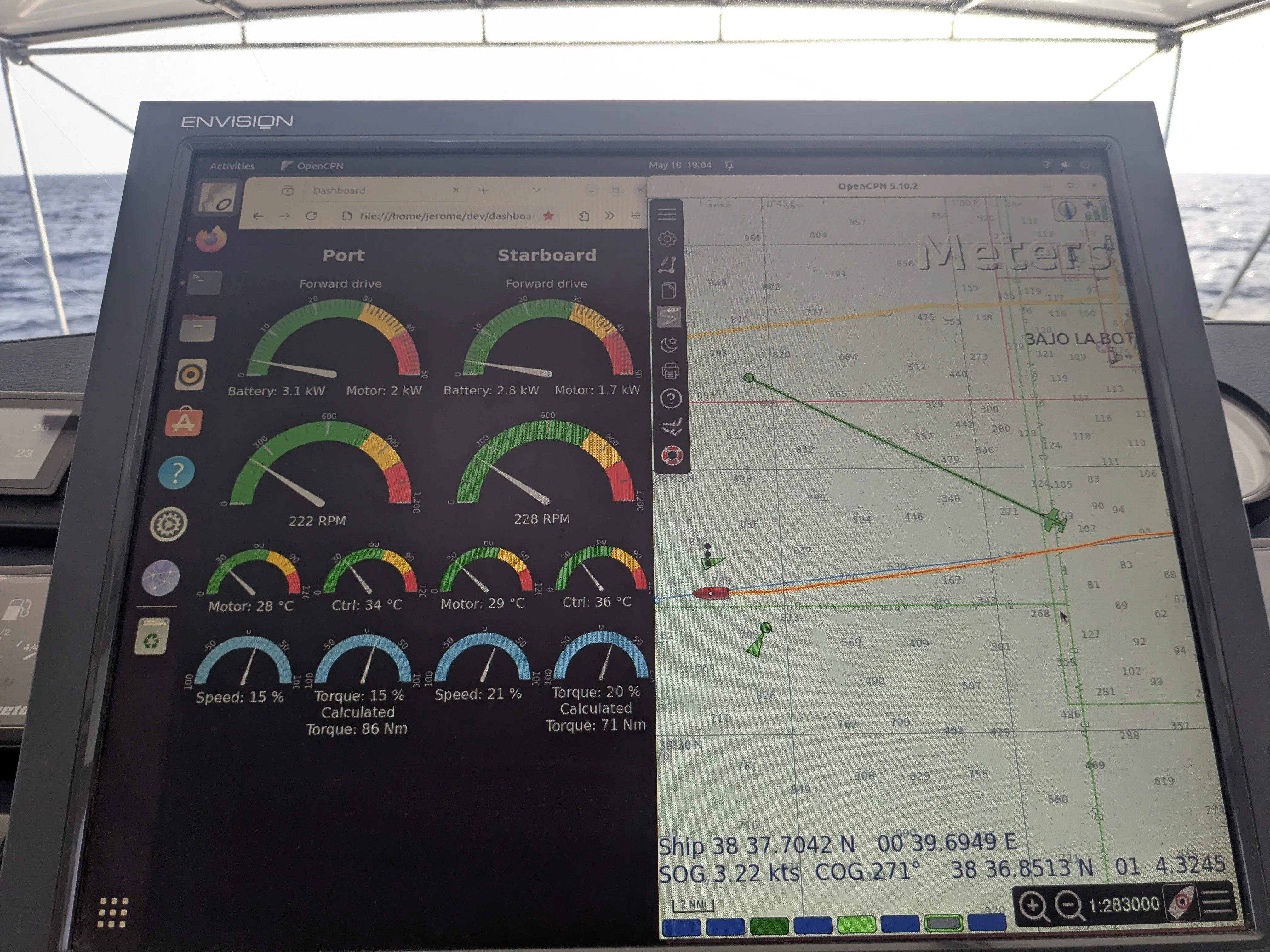 AIS Monitoring Navigation screen showing AIS targets of nearby vessels